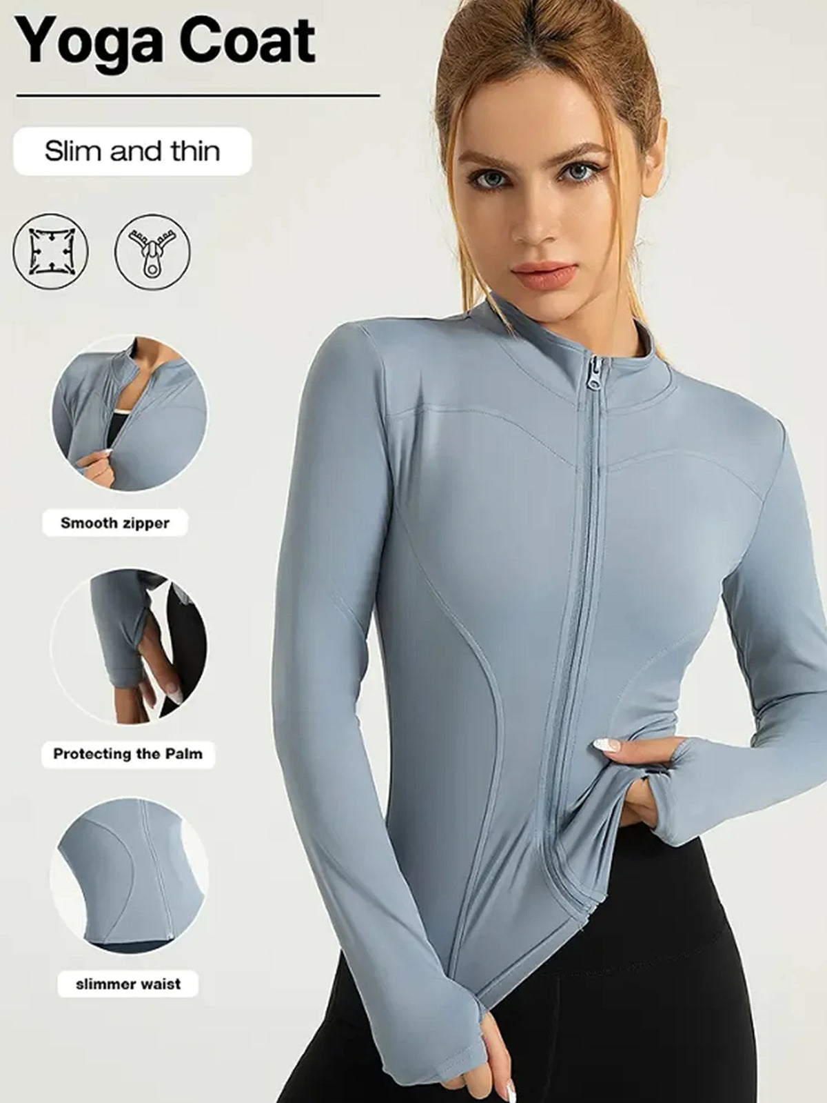 Professional elastic quick-drying sports jacket women's spring and summer yoga top tight slimming running cycling and fitnes