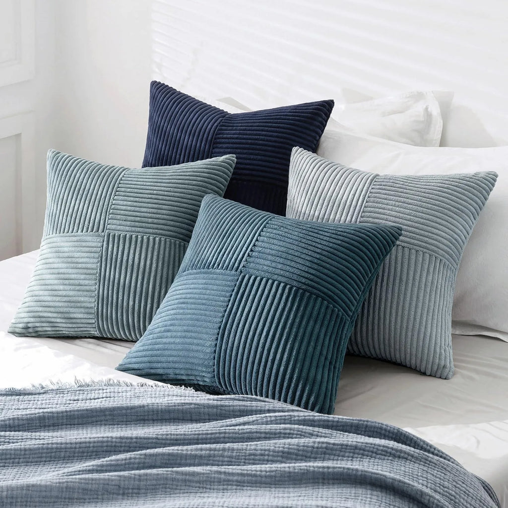 Striped Patchwork Corduroy Cushion Cover
