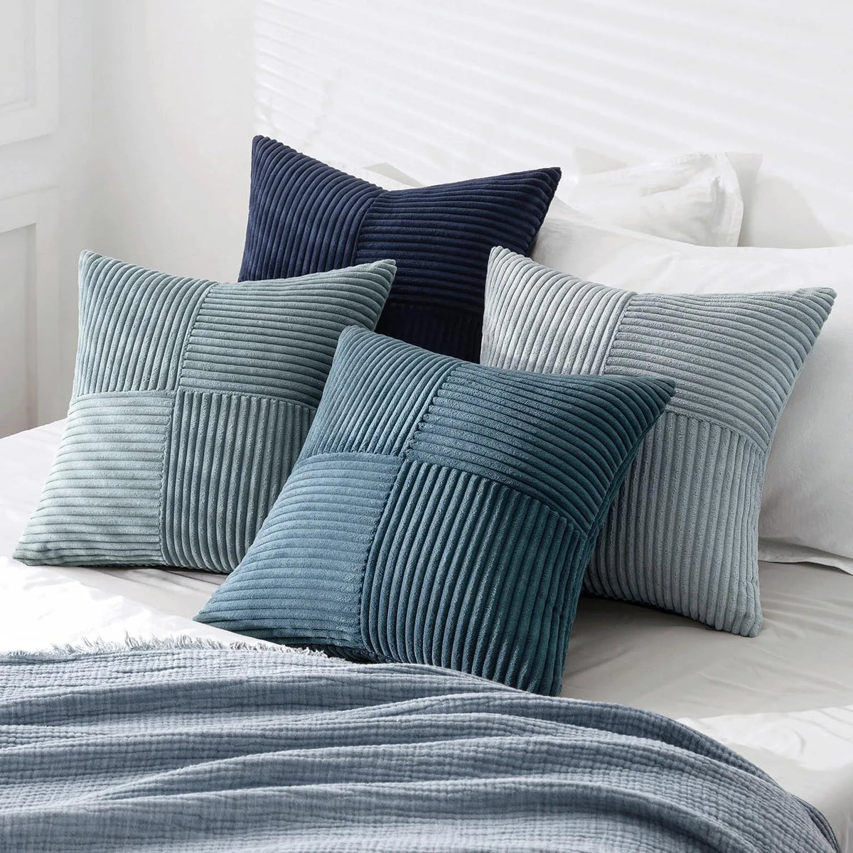 Striped Patchwork Corduroy Cushion Cover