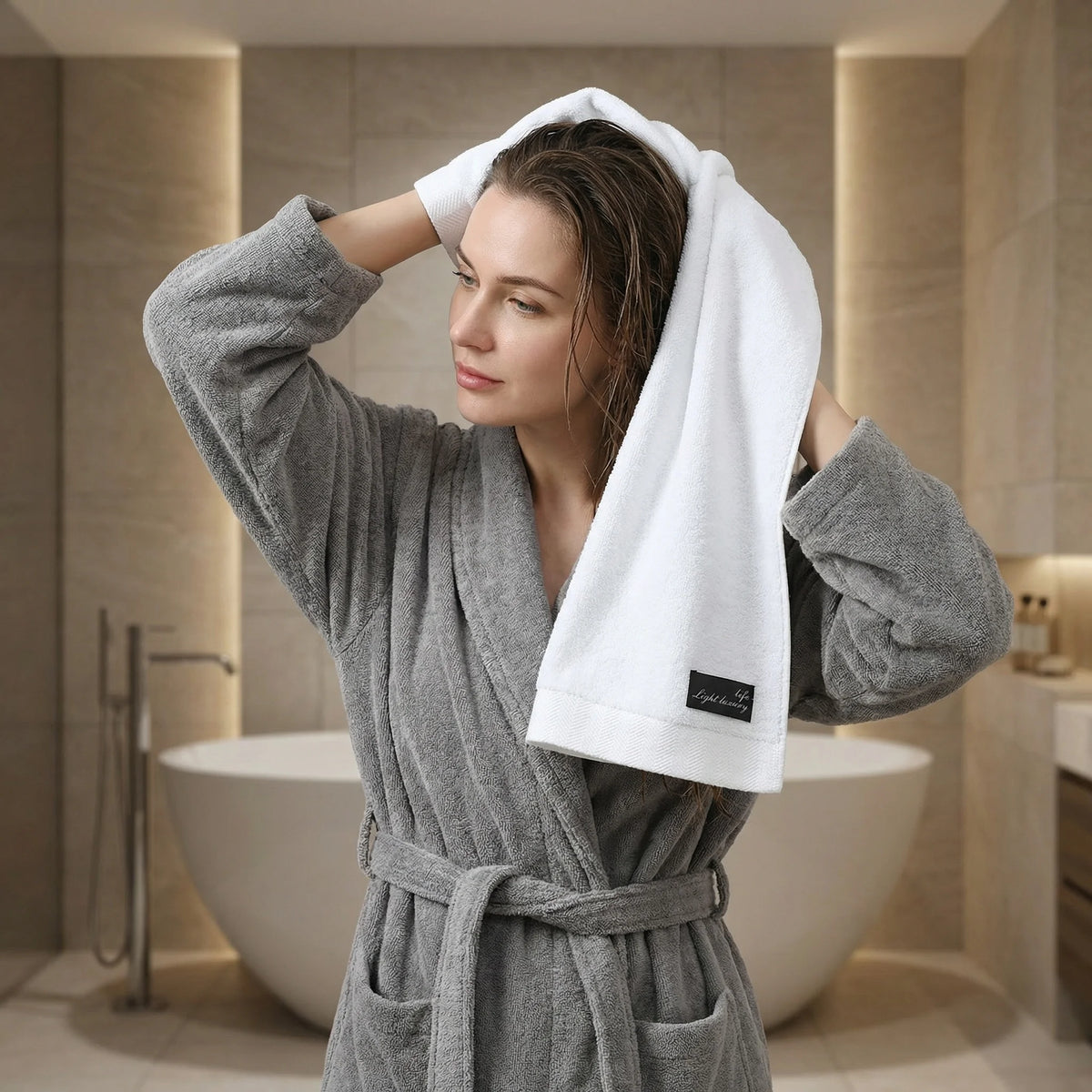 4-Pack 100% Cotton Towels, Soft & Comfortable, High Water Absorbency, Hair-Drying