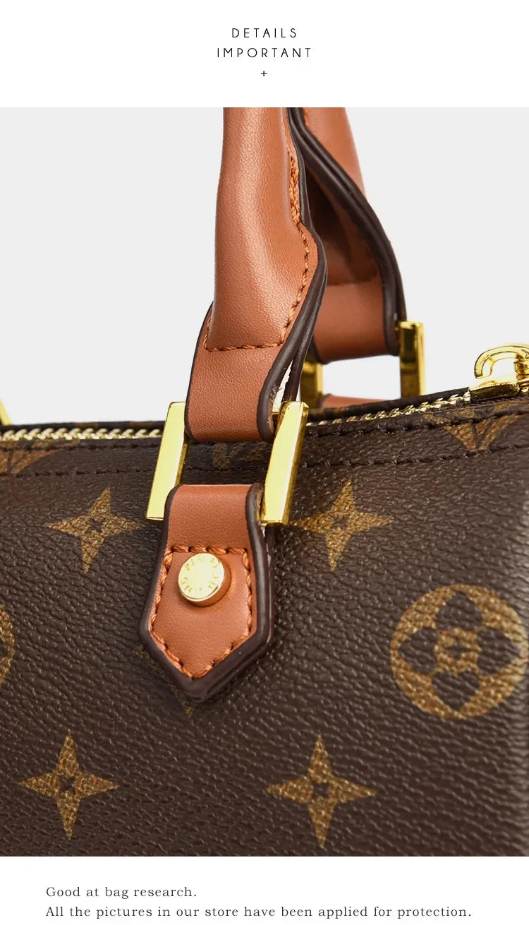 Retro Letter-Print Boston Bag, Trendy Shoulder Bag