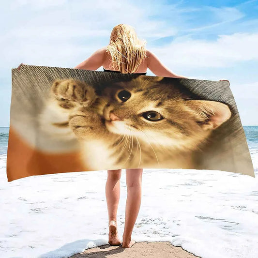 Beach Towel for Women, Girls, Kids, Men, Cat Bath  Sand Free Pool  Absorbent Soft Plush     Lovers