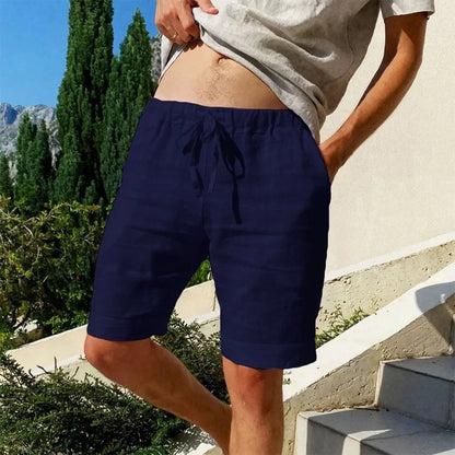 Men's Cotton Linen Hawaii Beach Shorts — Loose Solid Color Versatile Streetwear