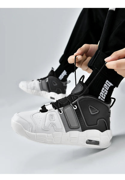 New Large-sized High-top Men's Shoes, Lightweight and Anti-slip Air Cushioned Sports Running Shoes, Casual Basketball Shoes