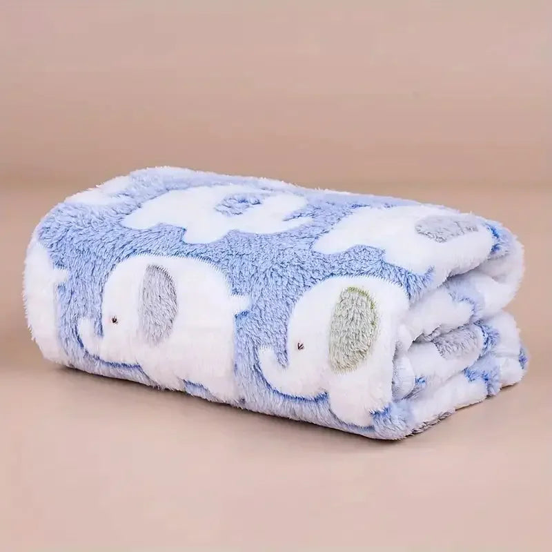Cartoon Elephant Flannel Pet Blanket, Dogs & Cats