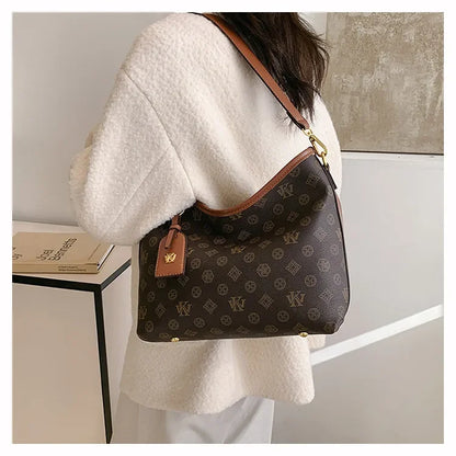 Beige Printed Commuter Tote, Large Capacity