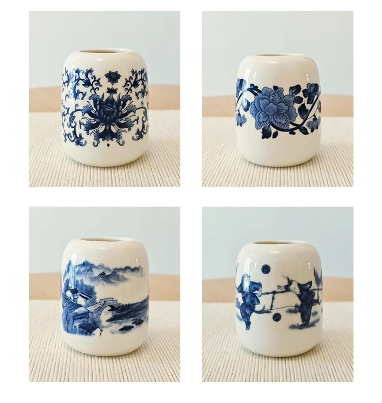 Ceramic Mini Vase Antique Blue and White Porcelain Flower Vase Home Shelves Bedroom Living Room Ceramic Table Decoration Vase