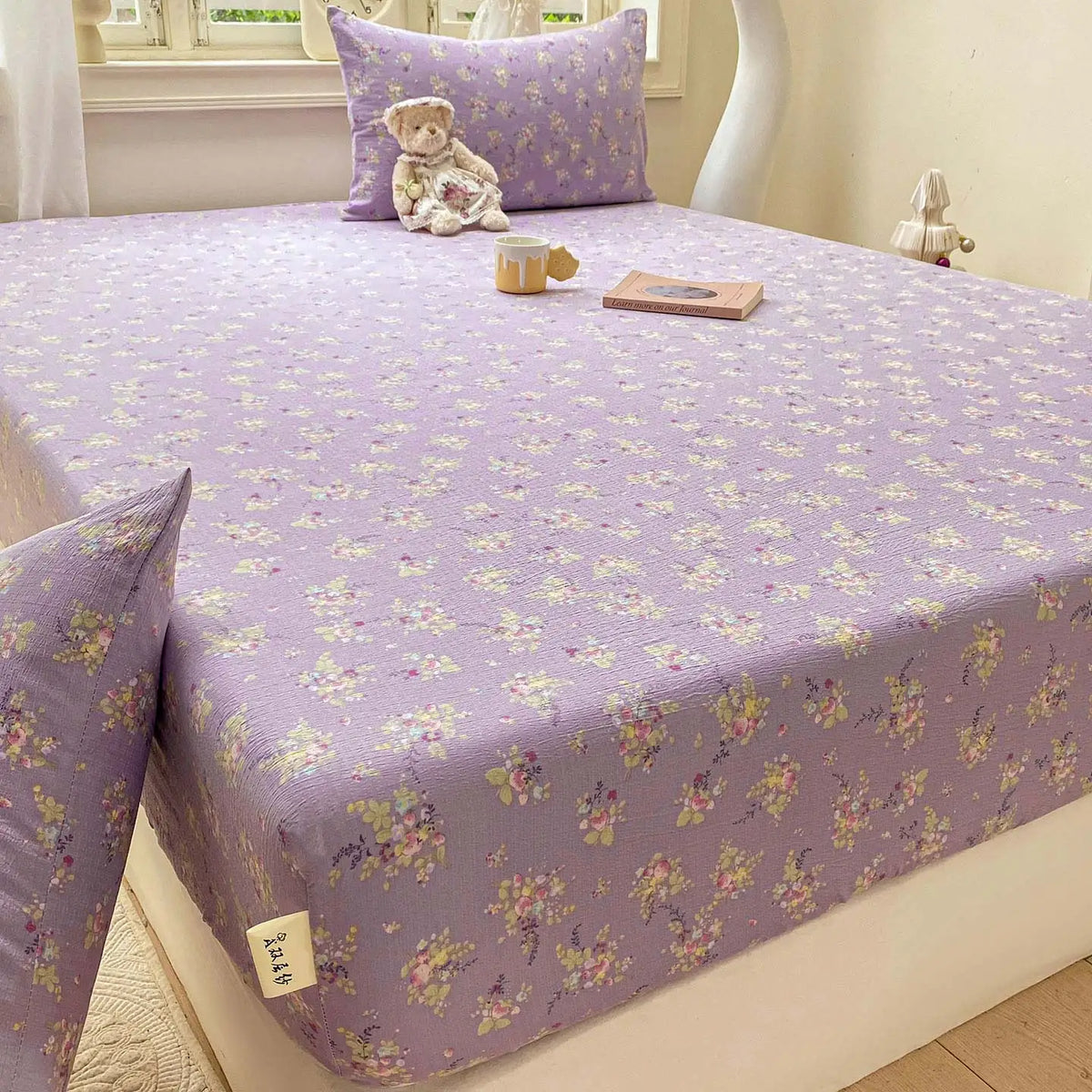 Green Floral Fitted Bed Sheet | Single, Queen, King