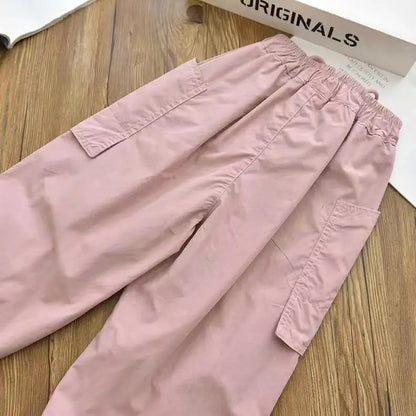 Spring Clothes Fashionable Kids Cargo Joggers Elastic Ankle Pants Casual Trousers Light Breathable Summer Trendy Outfit