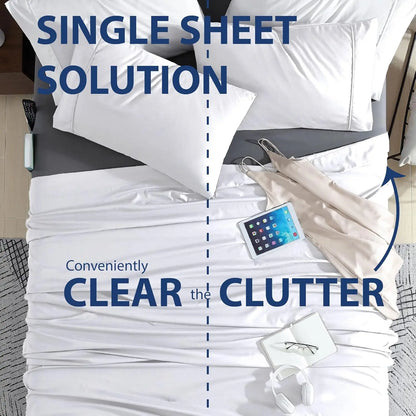 Queen Fitted Sheet with Double-Sided Pockets - 14" Deep Pocket Microfiber, Ultra Soft, Wrinkle & Fade Resistant, Grey