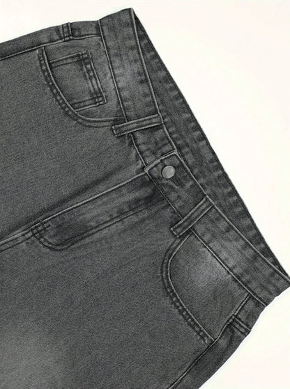 Men's Anime Star Patched Casual Jeans — Cotton Blend Mid-Waist Zipper Fly Streetwear