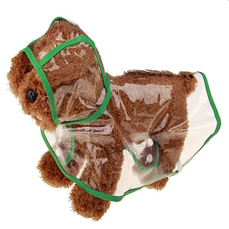 Transparent Dog Raincoat Poncho – Waterproof Fashion Rain Costume for Large Dogs