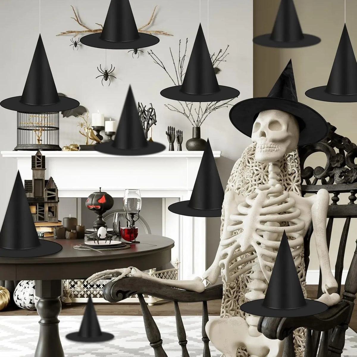 12 Pcs Halloween Witch Hat Decorations Outdoor Indoor, Floating Witch Hats Hanging Witches Hats Bulk, Thickened Wizard Hats With