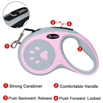 3M/5M Retractable Nylon Dog Leash for Outdoor Hiking