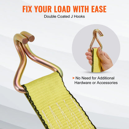 4pcs Ratchet Tie Down Strap Strong Double J Hook Ratchet Belt Luggage Bag Cargo Lashing for Moving Appliances