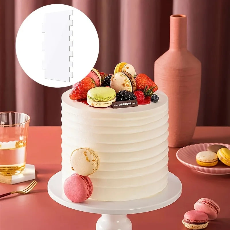 4pcs/set Acrylic Cake Scraper Set Decorating Contour Stripe Cake Comb Saw Tooth Smoother Buttercream Frosting Scraper Cake Tools