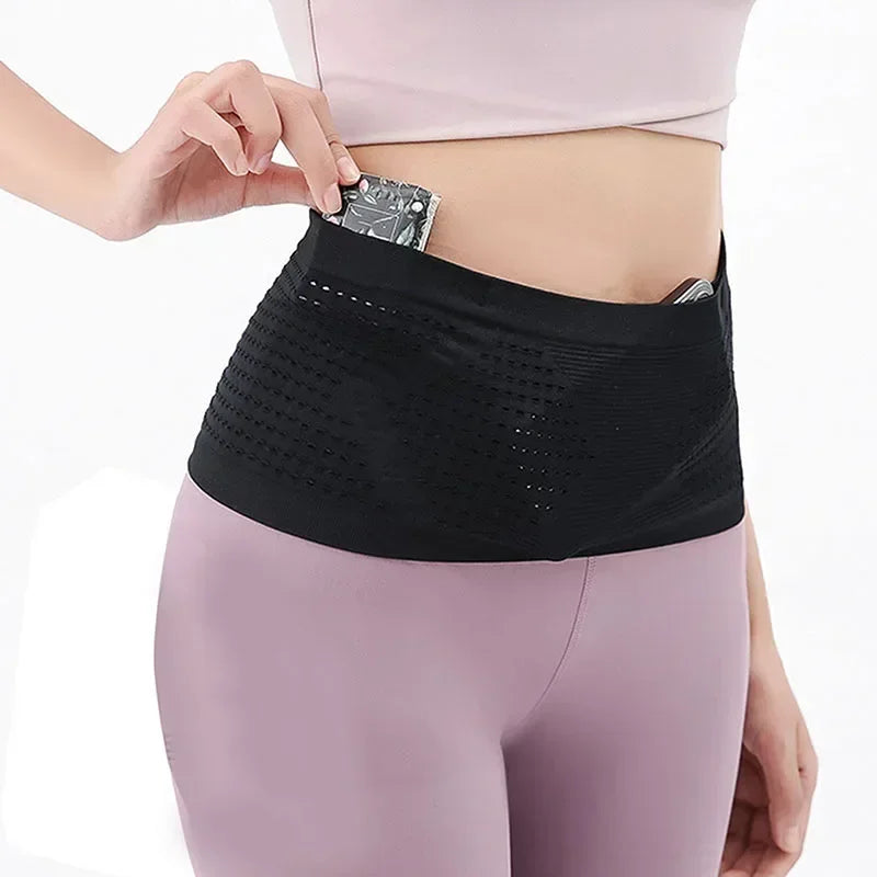 Seamless Invisible Running Waist Belt Bag Gym Bags Fitness Jogging Cycling Flat Fanny Pack Travel for Unisex Sports Phone Bags