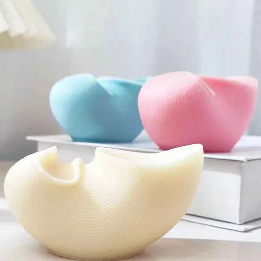 Unique Wavy Fluted Geometric Striped Wax Candle Mold Aesthetic Wavy Fluted Geometric Striped Silicone Wax Candle Household Decor