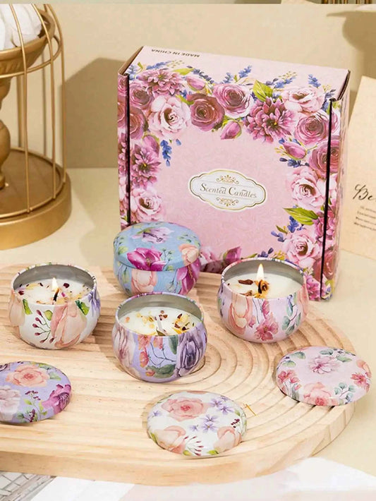 4 cans/set of hot melt wax aromatherapy set, homemade soy candle cups, flower candles for weddings and holiday decorations