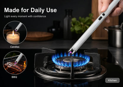 Electric Arc Candle Lighter – USB Rechargeable, Windproof Flameless Plasma, Long Reach & LED Display