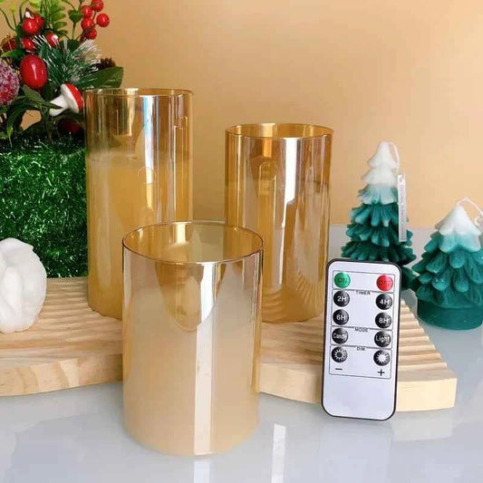 3pcs/set Flameless LED Candles with Remote Real Wax Candles Warm Color Wick Flickering Light Festival Wedding Party Home Decor