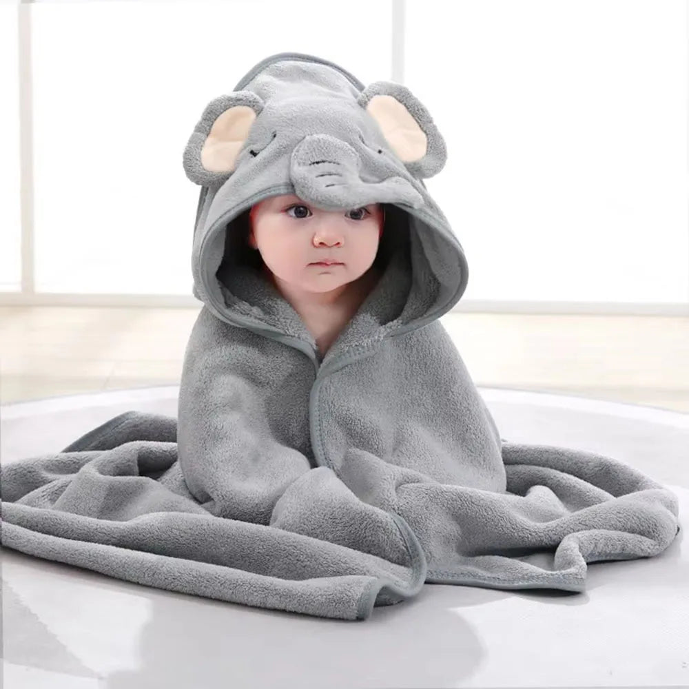 Hooded Coral Fleece Toddler Bathrobe & Towel