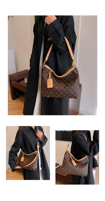 Beige Printed Commuter Tote, Large Capacity