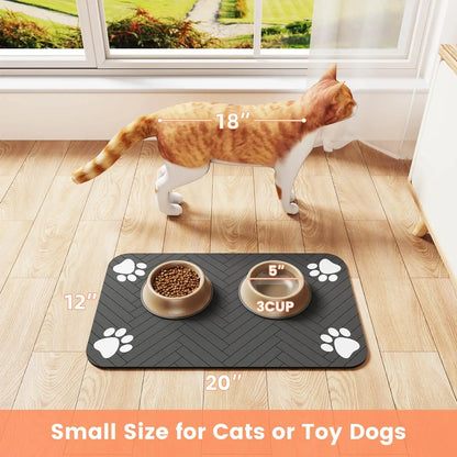 Absorbent Pet Feeding Mat — Waterproof Non-Slip Placemat for Dog & Cat Food Bowls