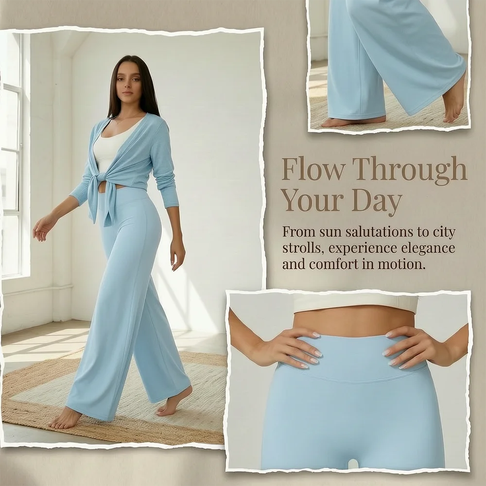 Women's High Waist Straight Leg Yoga Pants — Naked Feel Butt Lifting Ice Silk Trousers