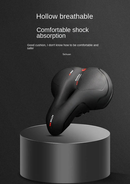 Hollow Breathable Bicycle Saddle Men Women MTB Road Bike Saddle Shock Absorbing Comfortable Big Butt Bike Seat Safety Warning