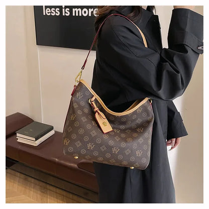 Beige Printed Commuter Tote, Large Capacity