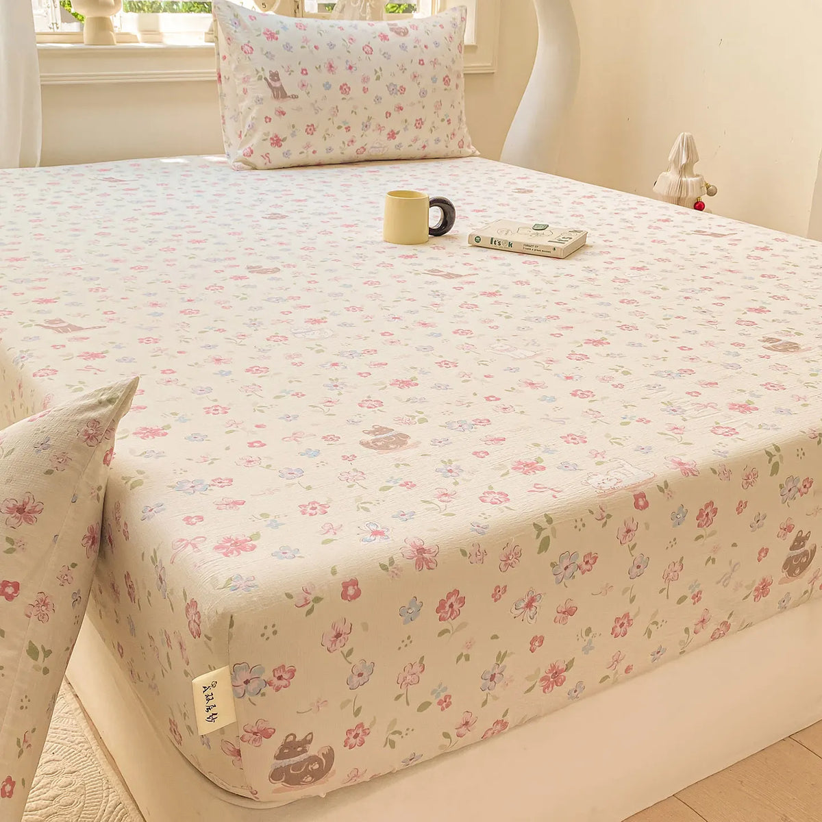 Green Floral Fitted Bed Sheet | Single, Queen, King