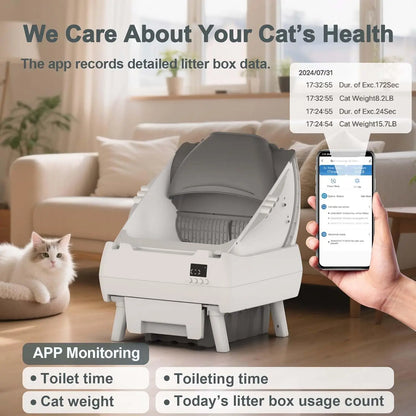 Automatic Self-Cleaning Cat Litter Box — Open Design, APP Control & Anti-Pinch Safety