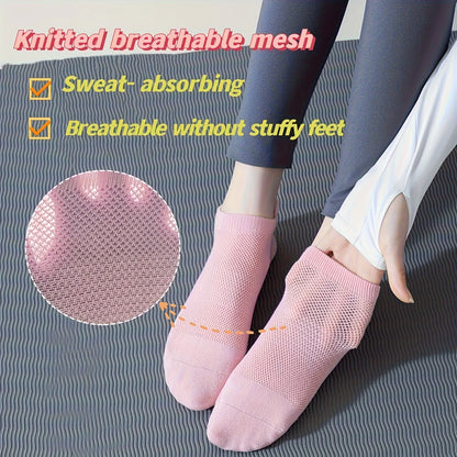 3 Pairs Grip Pilates Socks for Women Yoga Athletic Socks for Barre Ballet Barefoot Workout