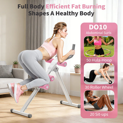 Abdominal Ab Machine Trainer Core Workout Foldable Home Gym Equipment 4-Level Waist Toner with Knee Protection 250 lbs Capacity for Men & Women