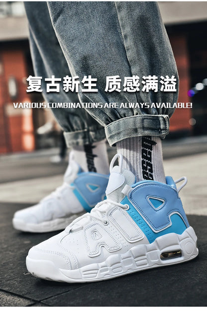 New Large-sized High-top Men's Shoes, Lightweight and Anti-slip Air Cushioned Sports Running Shoes, Casual Basketball Shoes