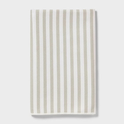1PC Tan Quick Dry Striped Waffle Hand Towel - Absorbent Kitchen Towel