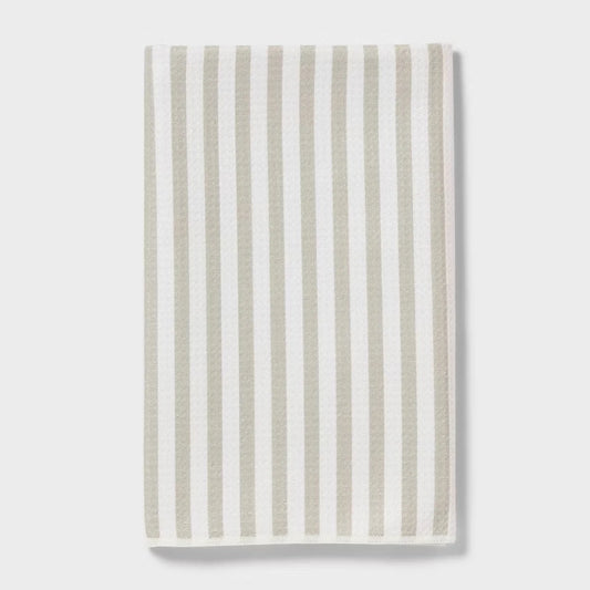 1PC Tan Quick Dry Striped Waffle Hand Towel - Absorbent Kitchen Towel