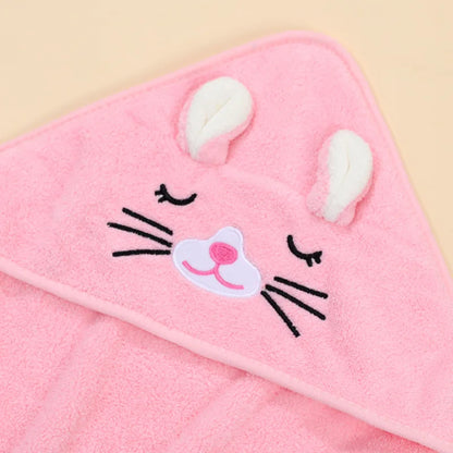Cartoon Hooded Baby Bath Towel & Swaddle Wrap