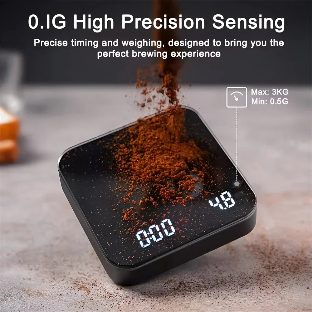 Electronic Coffee Scale with Timer | LED Display USB Charging 3KG Precision Scale