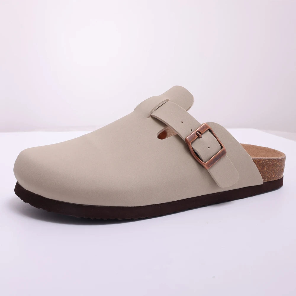 Men’s Suede Clogs — Soft Leather Cork Sandals with Arch Support