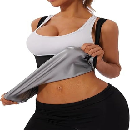 Women's Sauna Sweat Vest — Compression Waist Trainer Tank Top for Weight Loss
