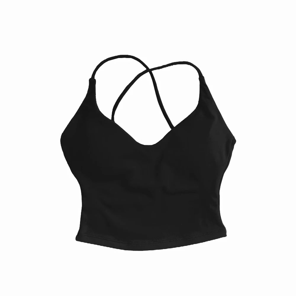 Dynamic Strappy Push-Up Fitness Tank Top — Back Cross Sports Bra