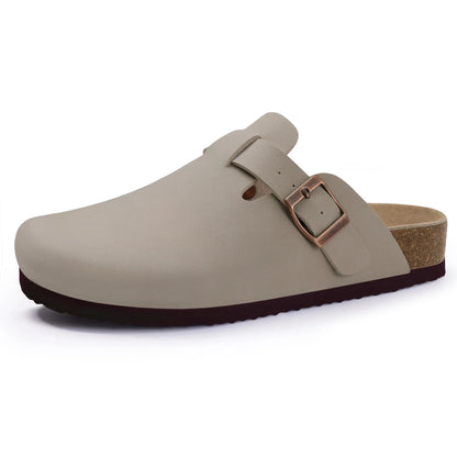Men’s Suede Clogs — Soft Leather Cork Sandals with Arch Support