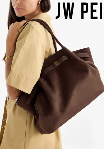 Minimalist Pebbled Leather Trapeze Tote, Top Handle