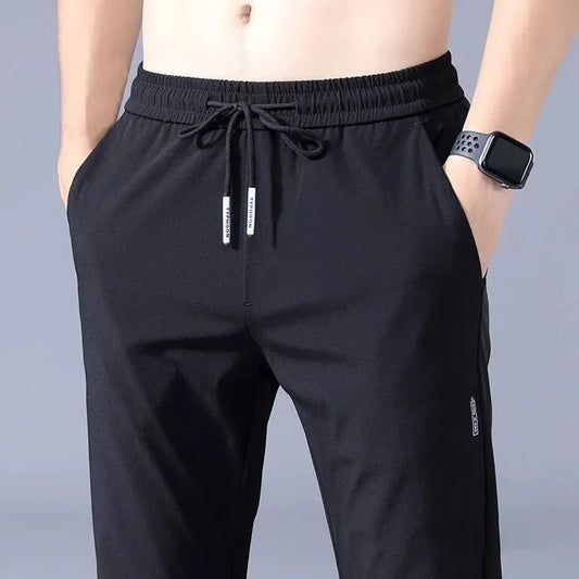 Pantalon de survêtement droit décontracté pour homme — Pantalon d'extérieur respirant à taille élastique