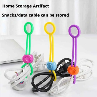 10/20/30/50pcs Silicone Food Bag Sealing Strap Freshness Sealing Clip Adjustable Clip Portable Data Cable Storage Kitchen Gadget
