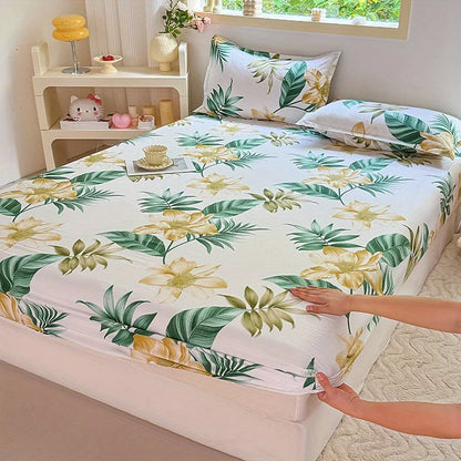 3-Piece Print Bedding Set with Fitted Sheet