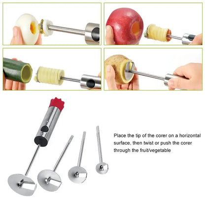 Stainless Steel Drill Vegetable and Fruit Corer with 4 Blades