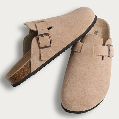 Men’s Suede Clogs — Soft Leather Cork Sandals with Arch Support
